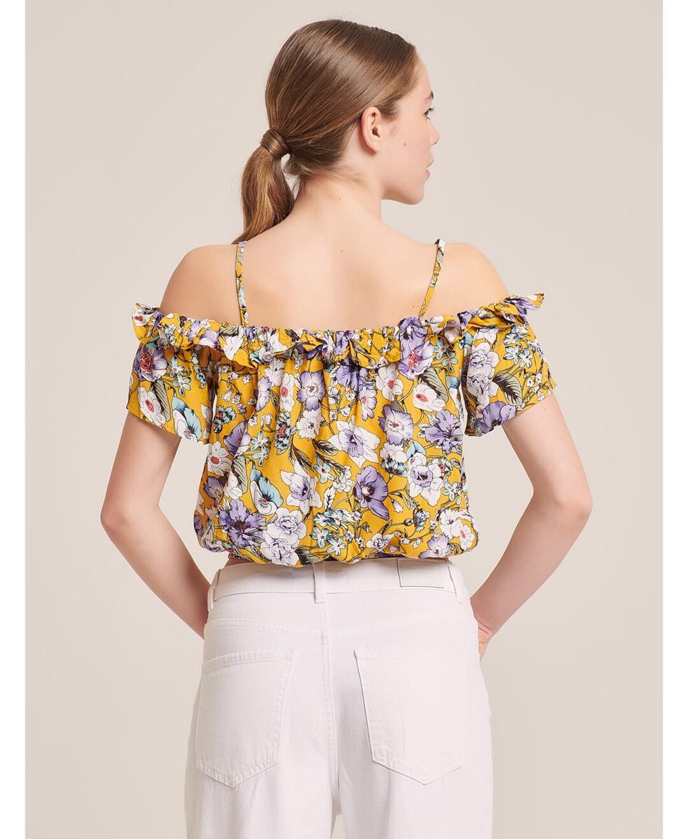 floral cropped top strapless me tirantakia made in italy