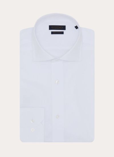 Λευκό βαμβακερό μακρυμάνικο πουκάμισο