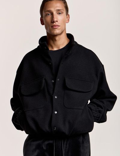 Bomber heavy jacket τσόχα με όρθιο γιακά και μεγάλες τσέπες