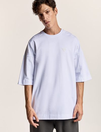 Λευκό t-shirt με ρεγκλάν μανίκι oversized fit