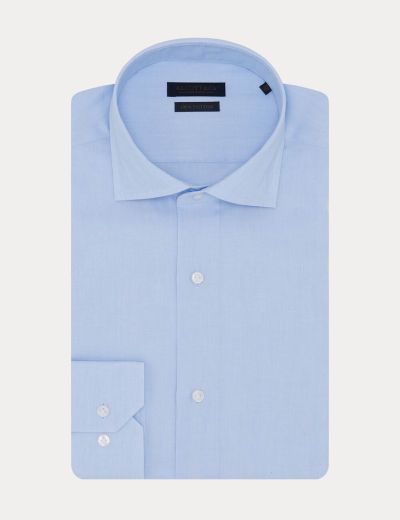 Γαλάζιο βαμβακερό μακρυμάνικο πουκάμισο