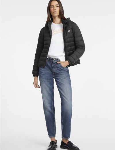 Μαύρο puffer jacket Guess με αποσπώμενη κουκούλα