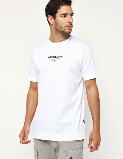 Λευκή κοντομάνικη μπλούζα με τύπωμα εμπρός και πίσω