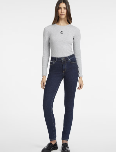 Μπλέ stretch & skinny high rise jeans