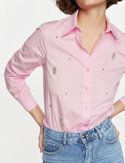 Ρόζ πουκάμισο με διάσπαρτα στρας