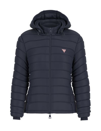 Μπλέ puffer jacket Guess με αποσπώμενη κουκούλα