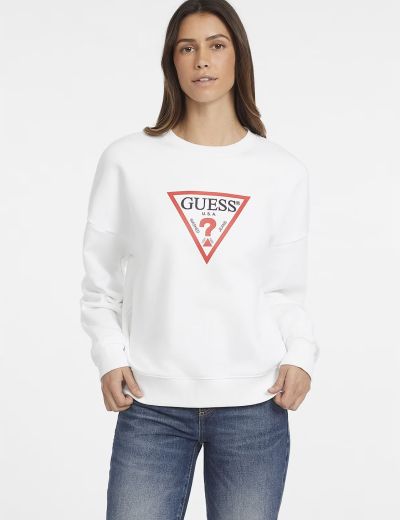 Λευκή φούτερ με στάμπα guess iconic triangle