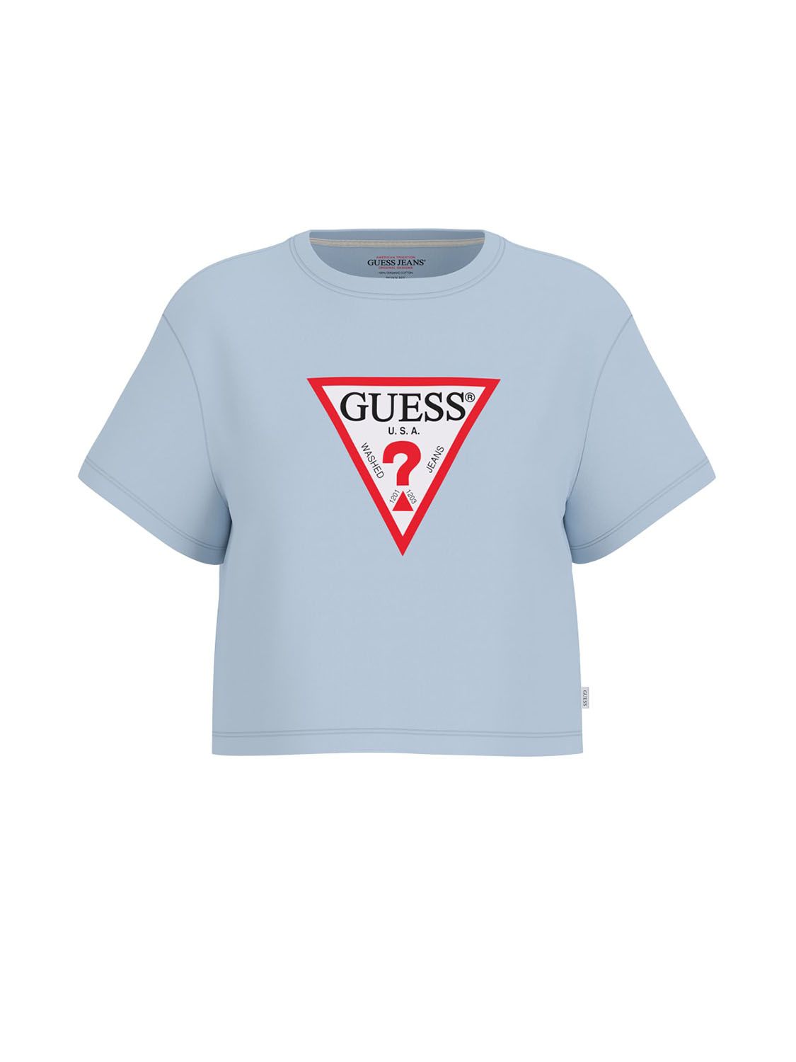 galazia azure guess iconic triangle print women collection boxy fit tshirts fall winter 2024