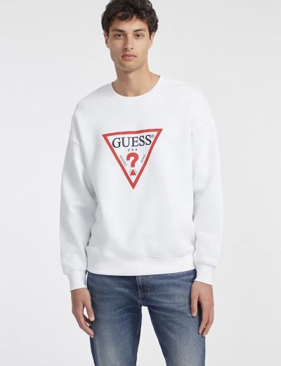 Λευκή μακρυμάνικη με στάμπα guess iconic triangle