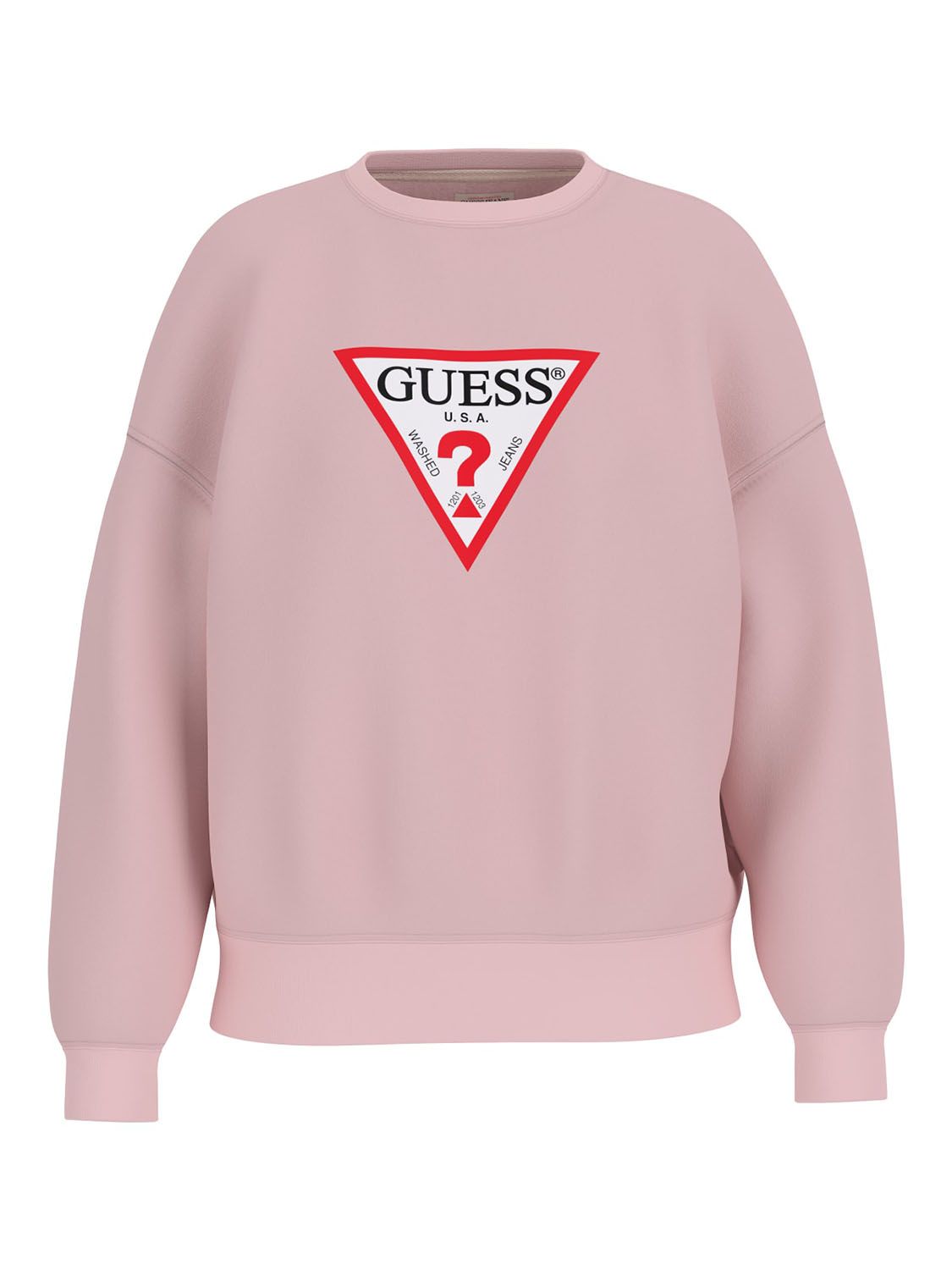 pink sweater guess iconic print