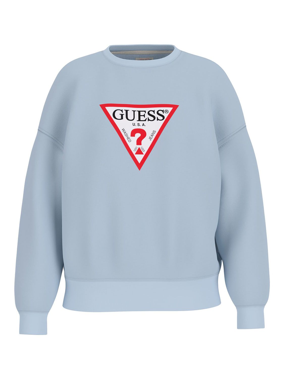 Γαλάζια φούτερ με στάμπα guess iconic triangle