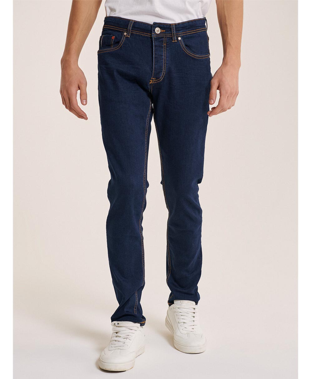 blue jeans navy skouro mple jean italiko skinny fit super stretch