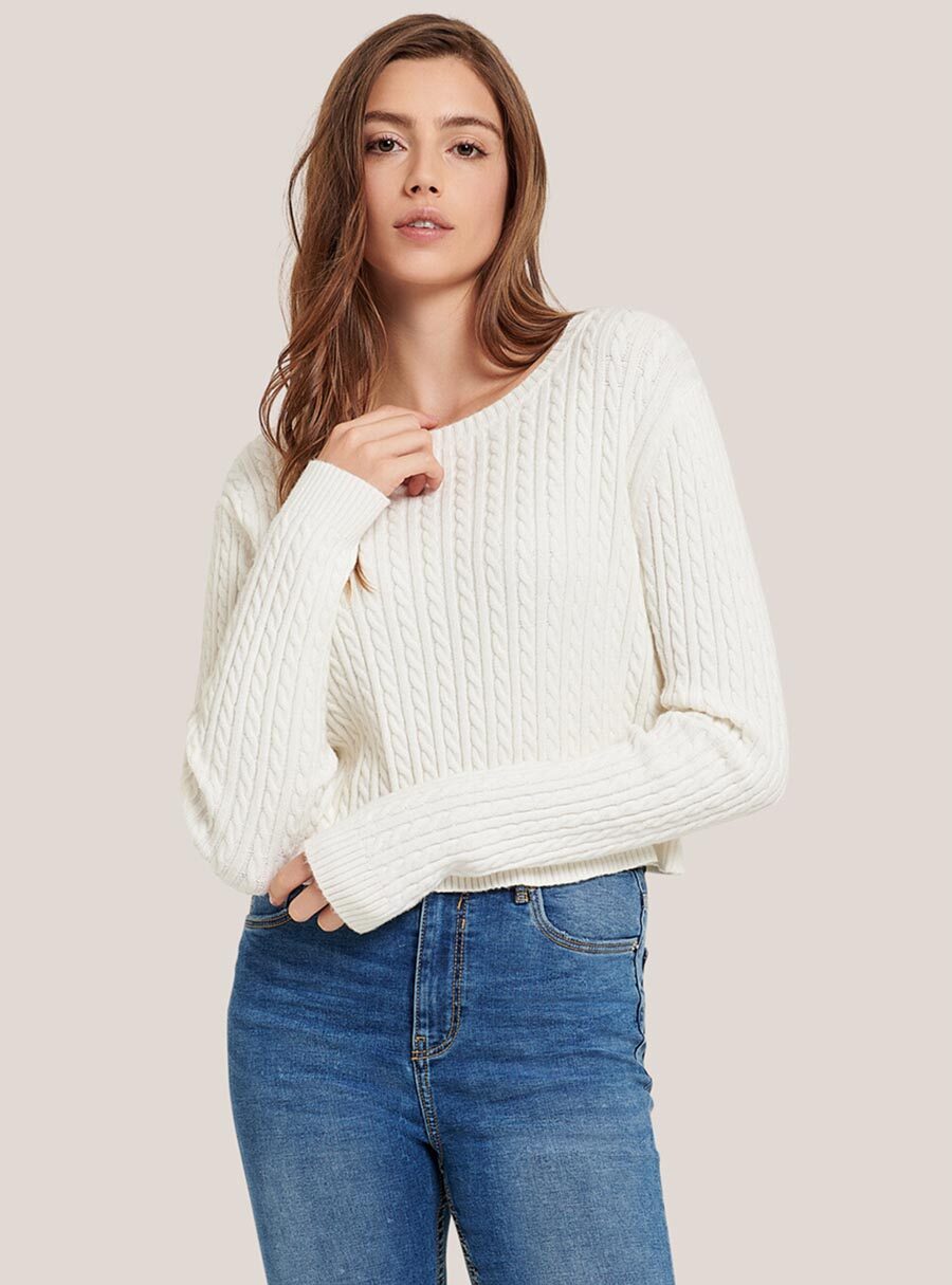 cropped knitwear pullover leuko se aspro white xrwma made in italy
