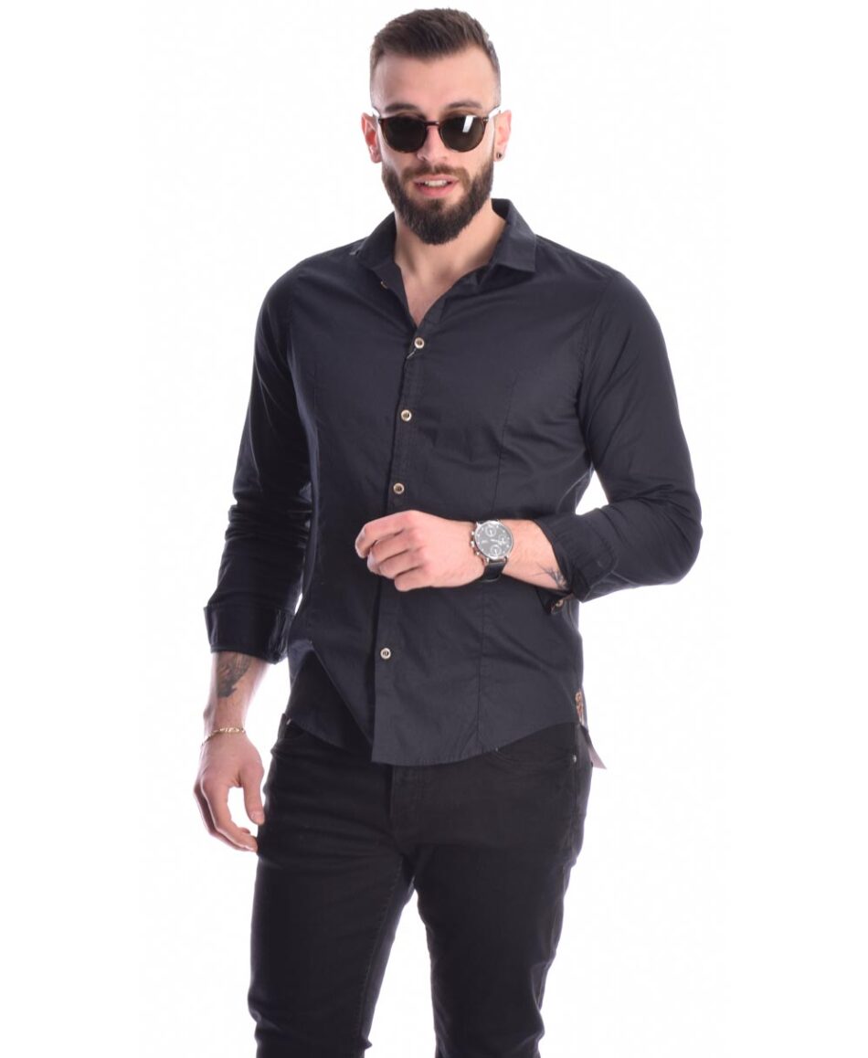 mauro black slim fit italiko poukamiso italian shirt made in italy imperial