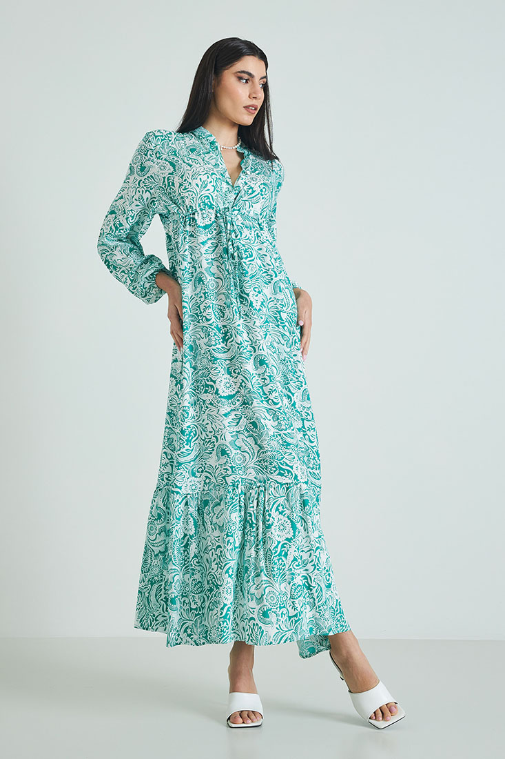 green maxi summer dress emprime floral laxouri 2023 ss