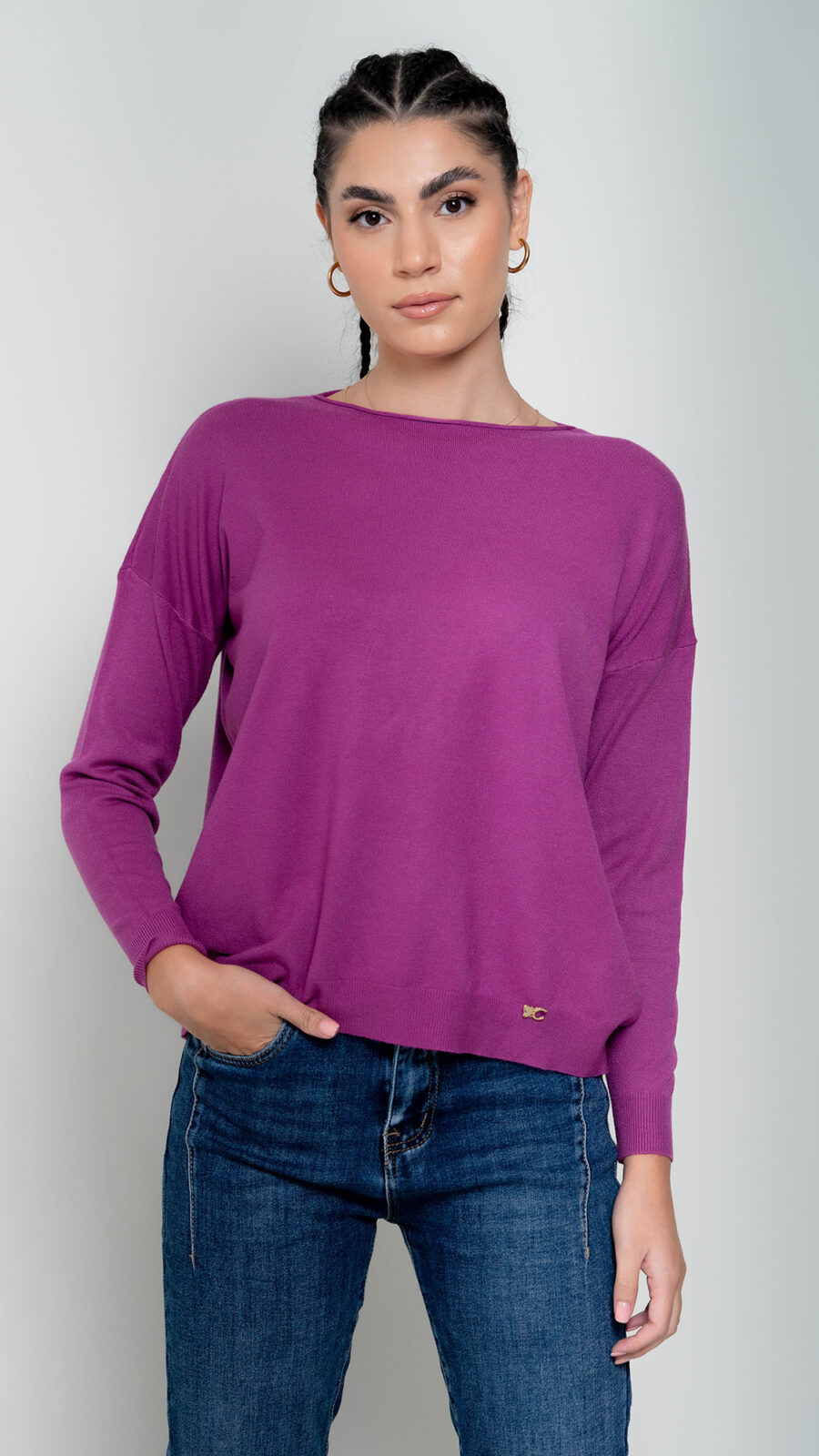 purple mwv magenta plekth knitwear mplouza makrimaniki cento fashion 2023