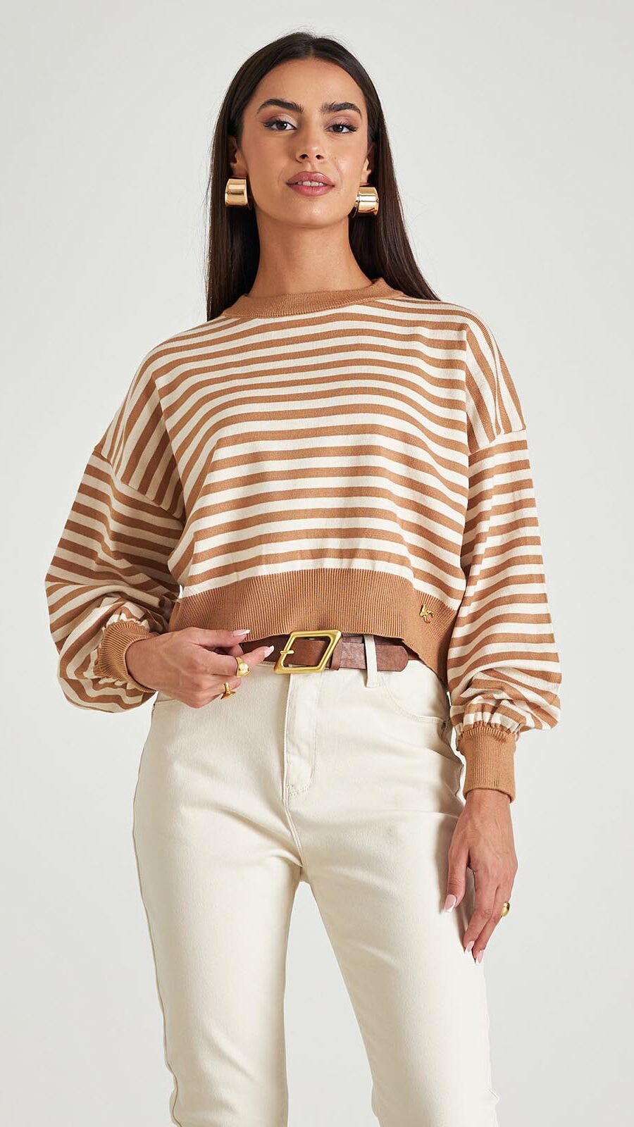 beige ekrou stripes rige plekto knitwear cropped top cento fashion 2023