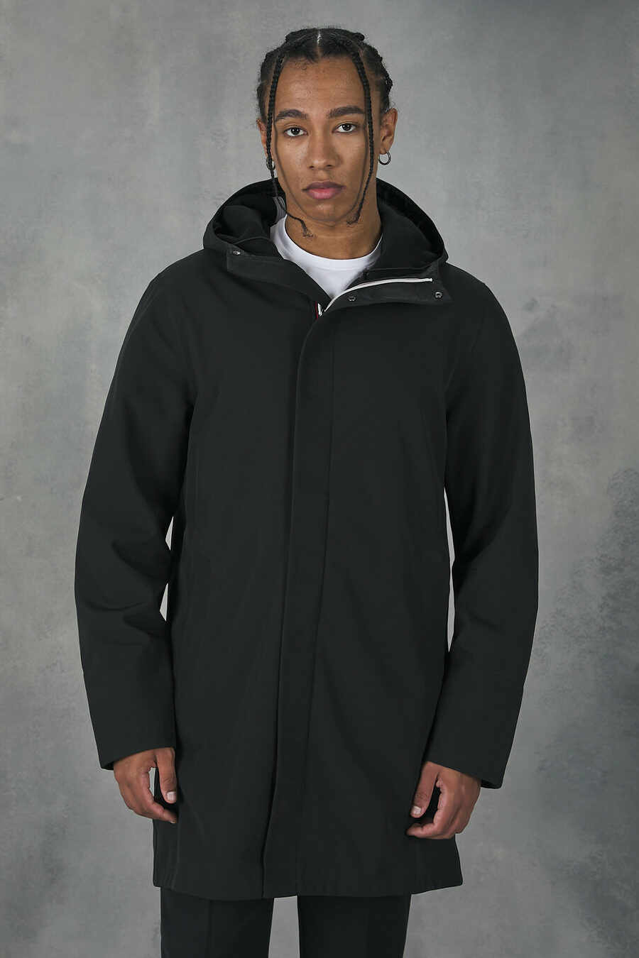 black hooded jacket made in italy 2023 fall winter jackets fleece tsepes kai koykoyla