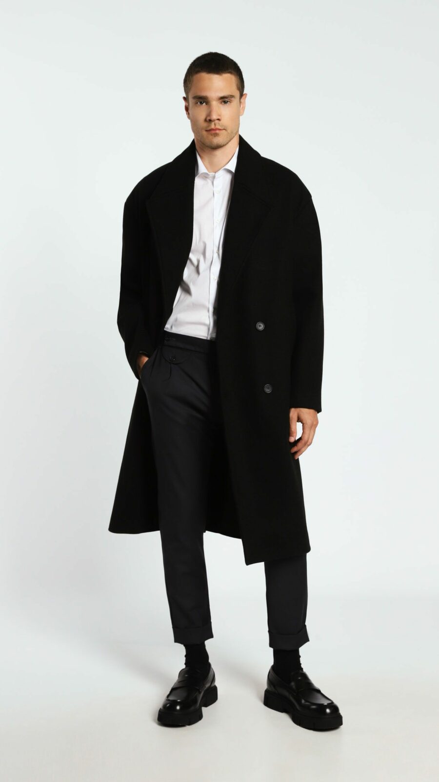 mmauro makri palto mens coat black long coat made in italy 2023 imperial fashion