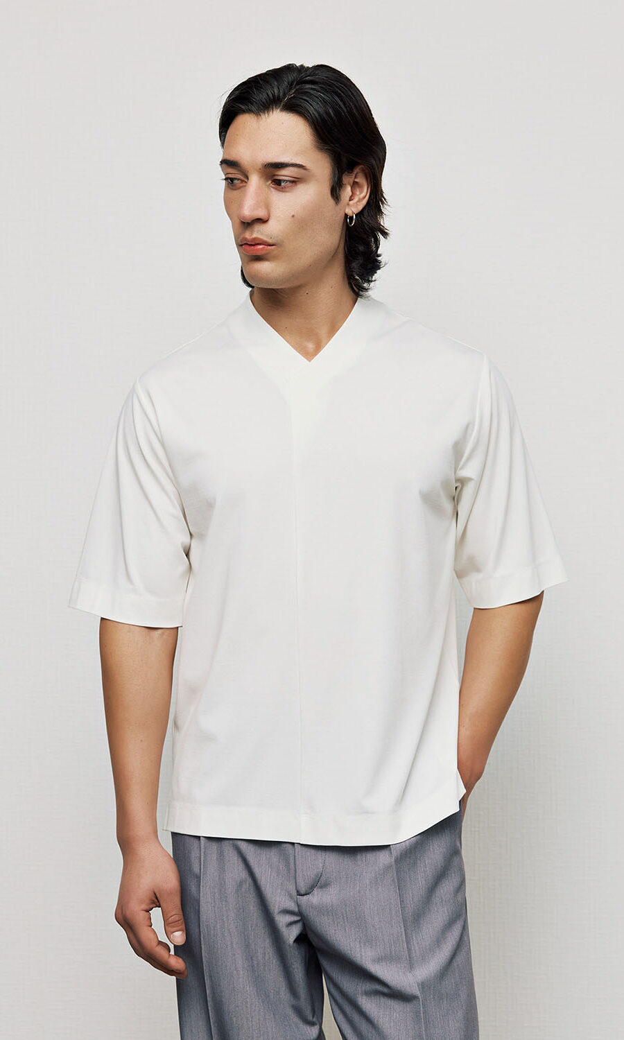 leukh white satin mplouza t-shirt 2024 spring summer essenitals by p/coc