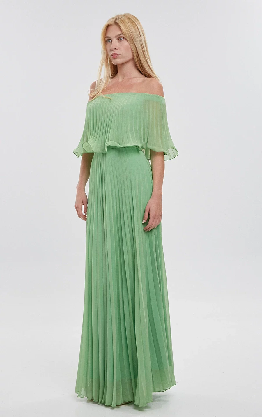 green maxi summer pleated dress me volan strapless dress special occasion maxi dress deesiree fashion spring summer essentials collection 2024