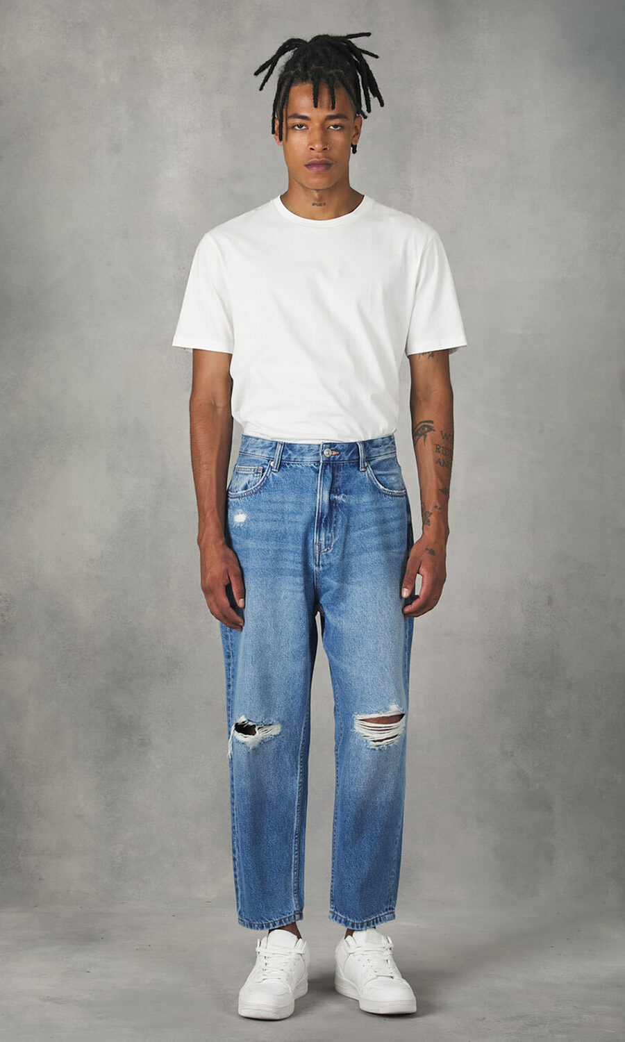medium blue jeans klasiko antriko jean denim made in italy summer 2024 cropped jeans loose fit jeans carrot fit anti fit jeans