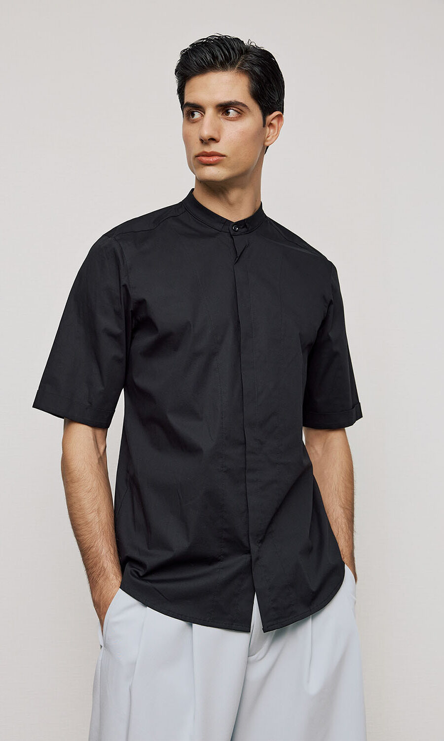 black mao shirt short sleeve picoc 2024 summer collection