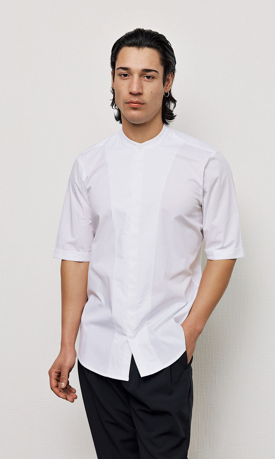all white slim fit mao shirt summer shirts abito picoc essentials 2024