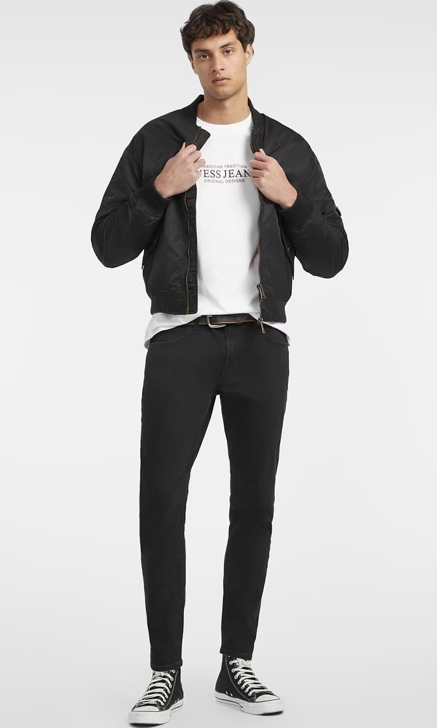 mauro black jeans stretch and skinny slim fit total black guess fall winter collection 2024