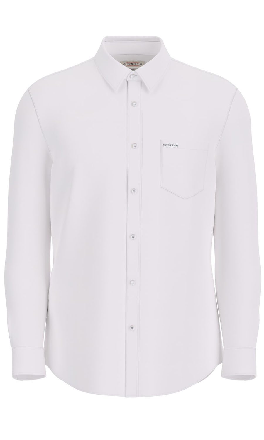 all white leuko makrimaniko poukamiso slim fit shirt guees new collection fall winter 2024