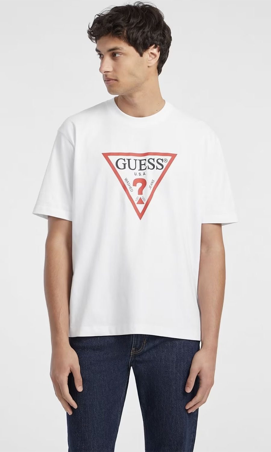 leukh all white guess tshirt print guesseco fall winter 2024