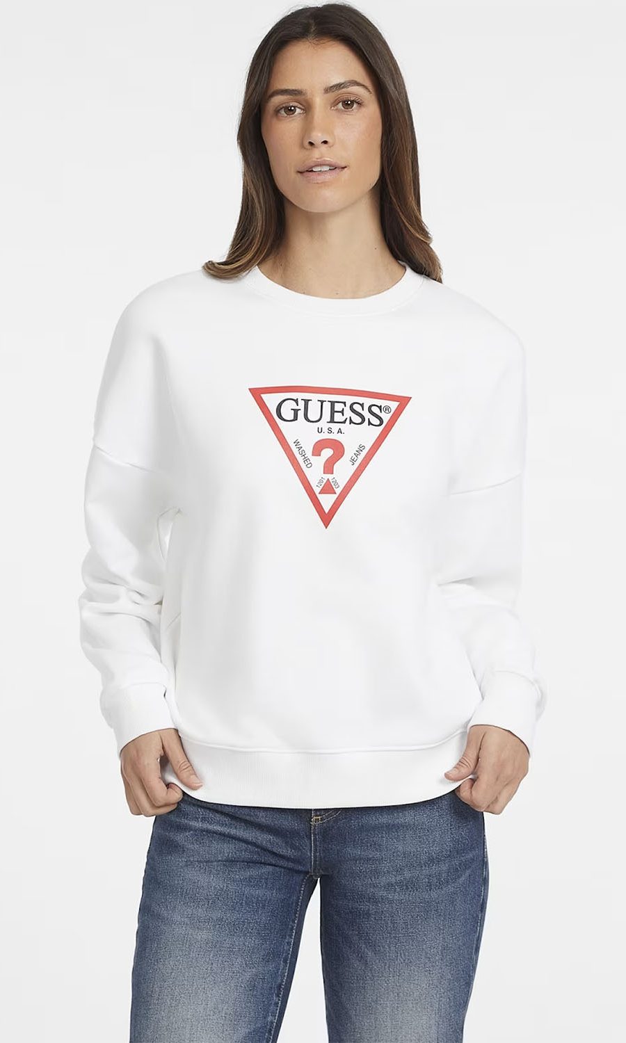 leuki all white sweater guess fall winter essentials 2024 guess women collection