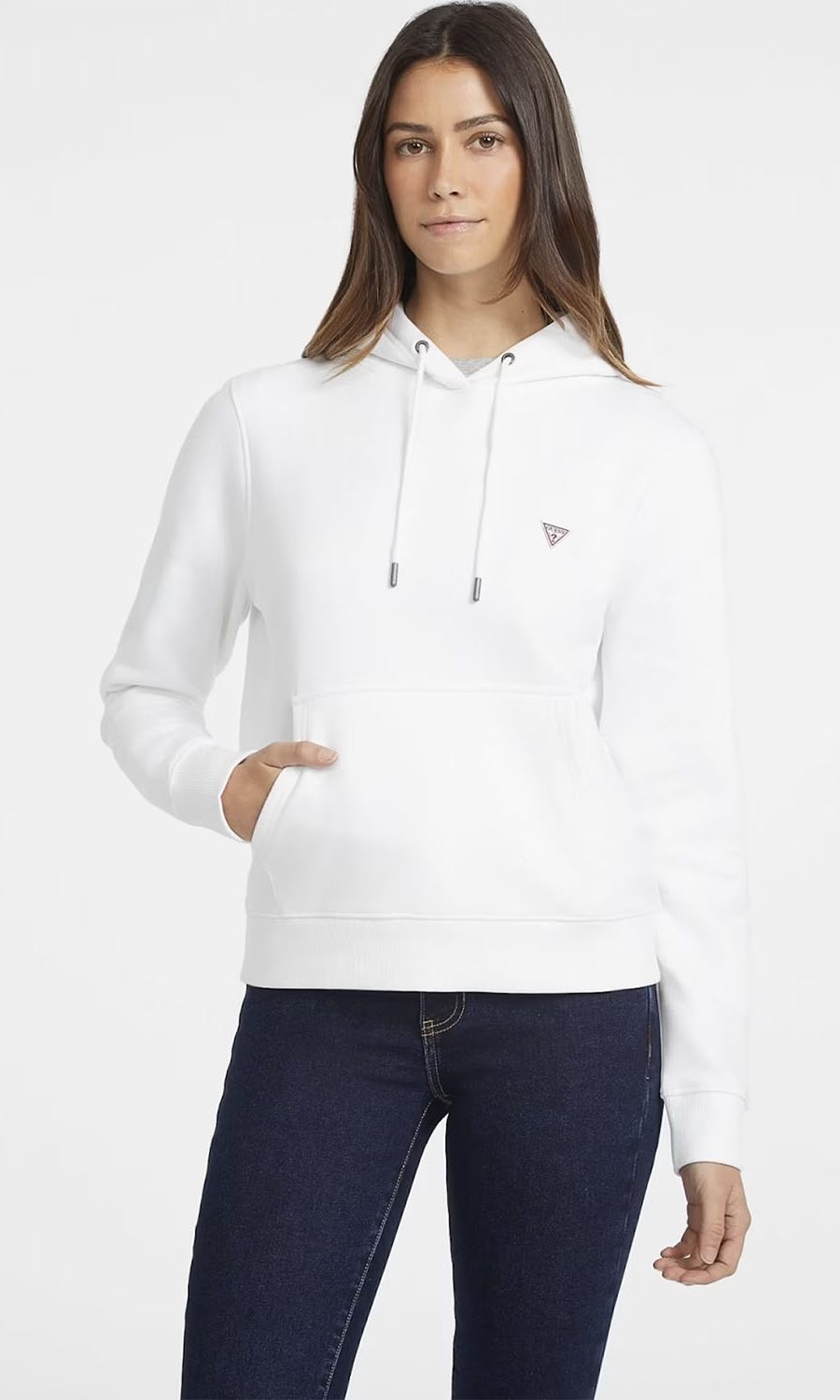 guess women collection fall winter 2024 white reg hoodie sweater