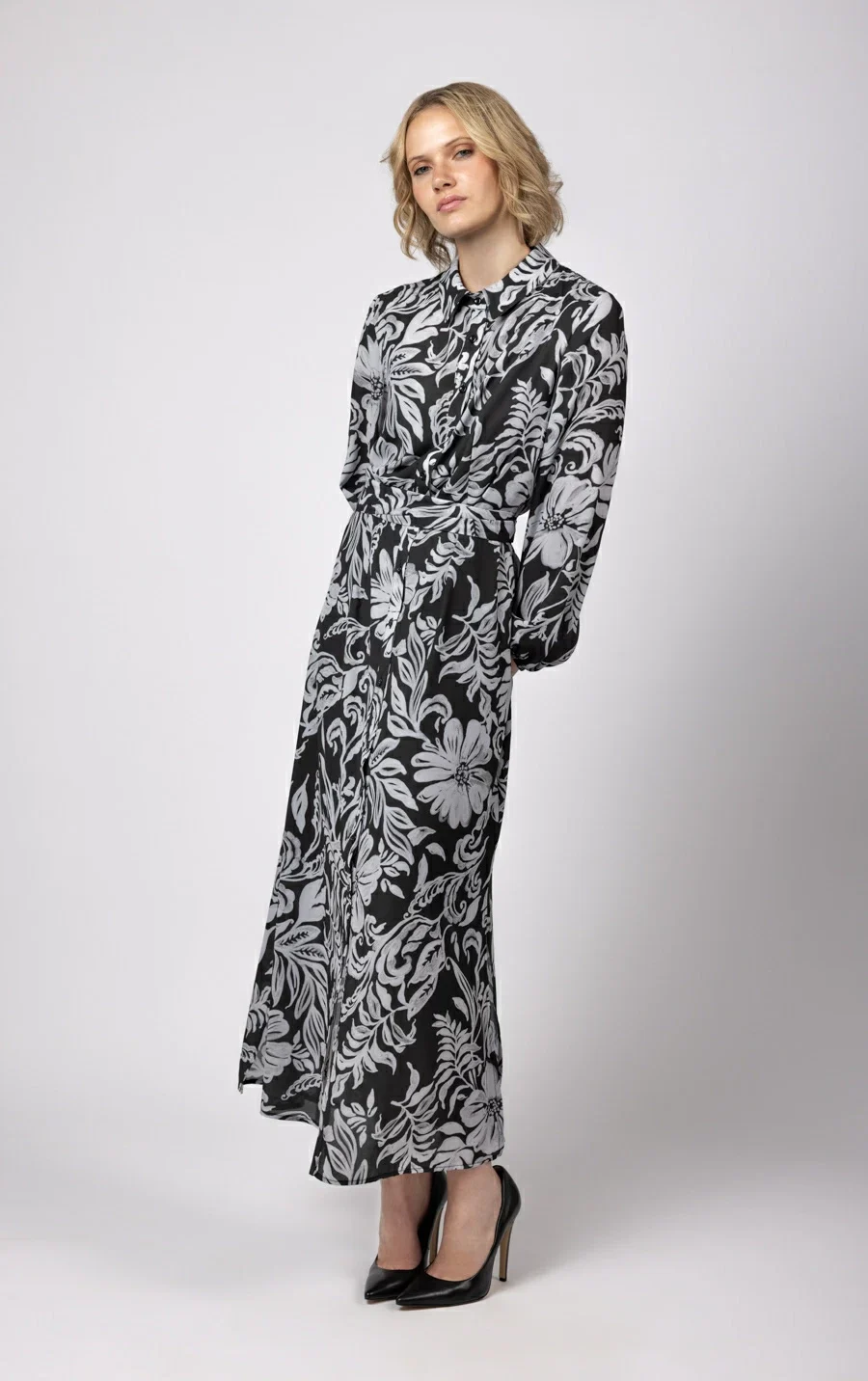 maxi floral chemisier dress fall winter collection abitoshop desiree fashion essentials