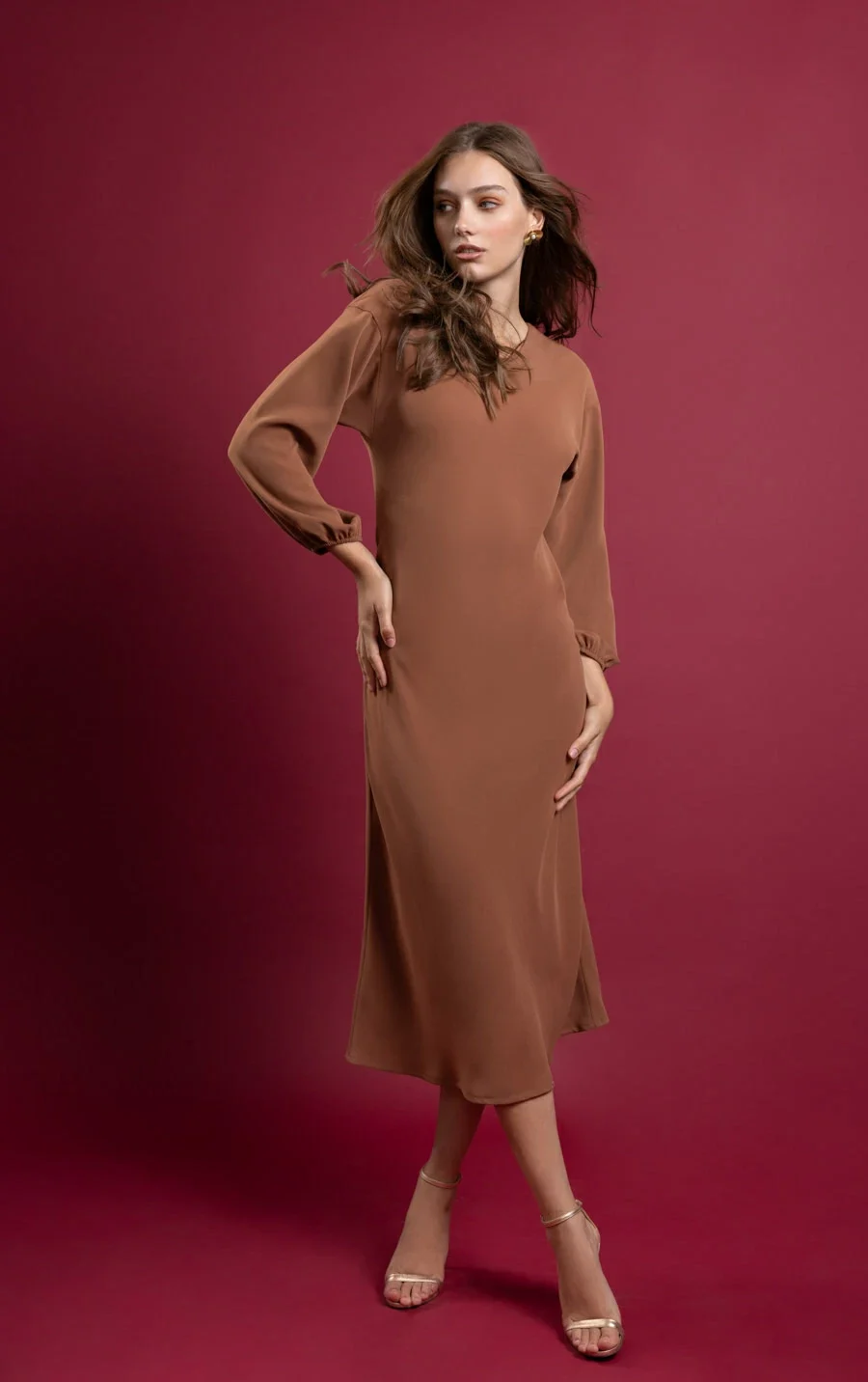 camel maxi dress fall winter essentials 2024 desiree