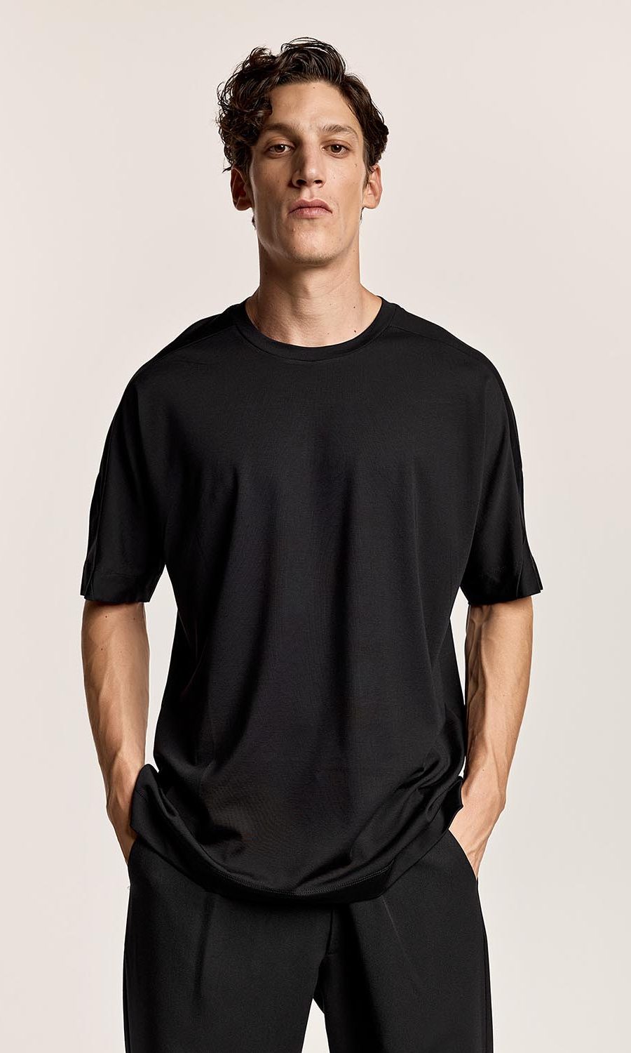 maurh black satin tshirt metallic logo behind streetstyl streetwear essentials 2024 fall winter